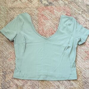 Lululemon Athletica Mint Green V-Neck Crop Top